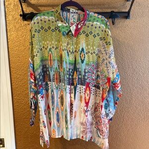Johnny Was Multicolor Patterned Button Up Shirt NWOT